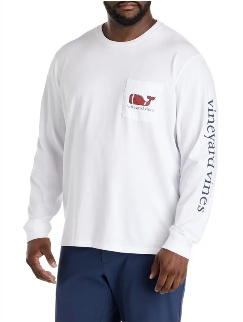 VINEYARD VINES Men's Football Whale Long Sleeve Tee Shirt | M